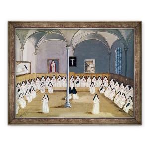 Tablou inramat - Louise Madelaine Cochin - Surorile mananastirii din LAbbaye de Port-Royal, 60 x 80 cm