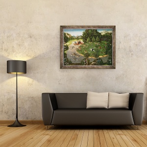 Tablou inramat - Lucas Cranach the Elder - Vanatoarea cerbului Elector Friedrich al III-lea intelept, 60 x 80 cm - Img 2
