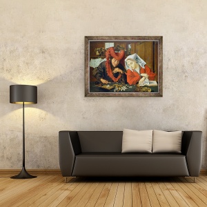 Tablou inramat - Marinus van Reymerswaele - Bancherul si sotia sa, 70 x 90 cm - Img 3