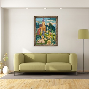 Tablou inramat - Marta Martonfi-Benke - Cimitirul si Capela, 60 x 80 cm - Img 2