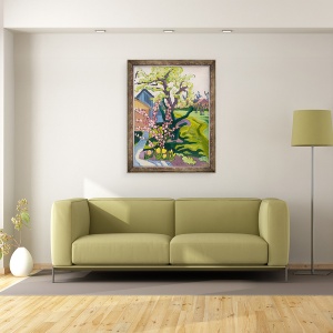 Tablou inramat - Marta Martonfi-Benke - Gradina in lumina amurg, 60 x 80 cm - Img 2