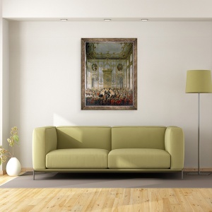 Tablou inramat - Martin II Mytens - Banchet in Marea Anticamera a Palatului Hofburg I, 60 x 80 cm - Img 2