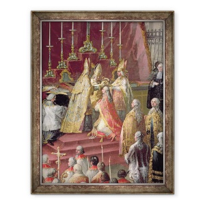 Tablou inramat - Martin II Mytens - incoronarea lui Iosif al II-lea 1741-90 ca imparat al Germaniei la Catedrala Frankfurt, 70 x 90 cm