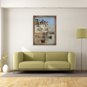 Tablou inramat - Martin Rico y Ortega - Venetia, Casa de pe Canal, 70 x 90 cm - Img 2