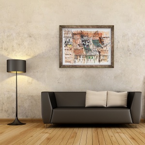 Tablou inramat - Mary Kuper - Acoperisuri, 60 x 80 cm - Img 2
