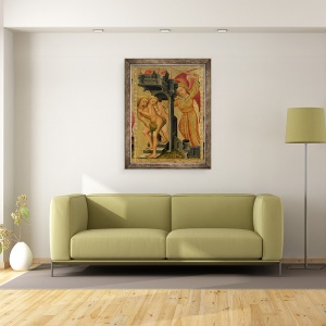 Tablou inramat - Master Bertram of Minden - Expulzarea din Gradina Paradisului, detaliu din Altarul Grabow, 60 x 80 cm - Img 2