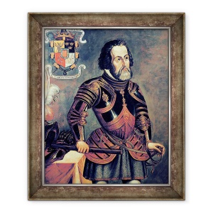 Tablou inramat - Master of Saldana - Hernando Cortes 1485-1547 copie a unui original, 50 x 60 cm