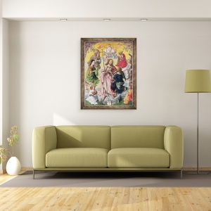 Tablou inramat - Master of St. Bartholemew - Panoul central al altarpiesei Sf. Thomas, 1501, Hristos si Sfantul Toma inconjurati de Sfantul Elena, Maria Magdalena, 60 x 80 cm - Img 2