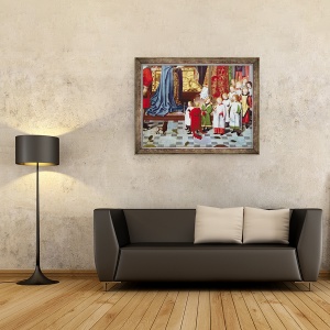 Tablou inramat - Master of the Holy Parent - Cele sapte bucurii ale altarului Fecioarei, detaliu al unui cor de baieti, 60 x 80 cm - Img 2