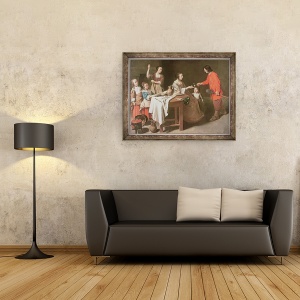 Tablou inramat - Mathieu Le Nain - Gradinarul ofera flori amantei sale, 70 x 90 cm - Img 2