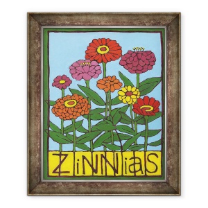 Tablou inramat - Megan Moore - Zinnias, 2004, 50 x 60 cm