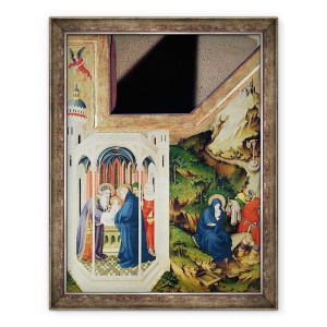 Tablou inramat - Melchior Broederlam - Altar al Chartreuse de Champmol, partea dreapta reprezentand Prezentarea in Templu si Zborul in Egipt, 60 x 80 cm