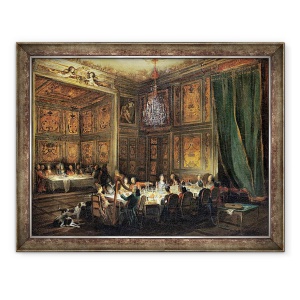 Tablou inramat - Michel Barthelemy Ollivier - Cina Printului de Conti 1717-76 in templu, 60 x 80 cm