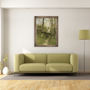 Tablou inramat - Mihaly Munkacsy - in padurea Barbizon in 1875, 60 x 80 cm - Img 2
