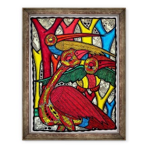 Tablou inramat - Muktair Oladoja - Viata pasarilor I, 70 x 90 cm