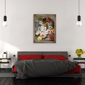 Tablou inramat - Narcisse Virgile Diaz de la Pena - Flori diverse, 70 x 90 cm - Img 3