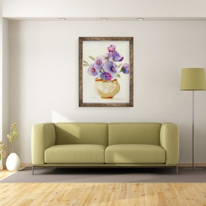 Tablou inramat - Neela Pushparaj - Anemone violet intr-o vaza, 60 x 80 cm - Img 2