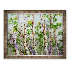 Tablou inramat - Neela Pushparaj - Birches de primavara, 70 x 90 cm