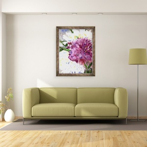 Tablou inramat - Neela Pushparaj - Bujor rosu, 60 x 80 cm - Img 2