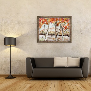 Tablou inramat - Neela Pushparaj - Copaci Rosii, 60 x 80 cm - Img 2
