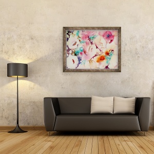 Tablou inramat - Neela Pushparaj - Flori in Russet si aqua, 60 x 80 cm - Img 2