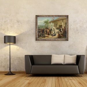 Tablou inramat - Nicholas Pieneman - Arestarea lui Diepo Negoro de catre general-locotenent Baron De Kock, 70 x 90 cm - Img 2