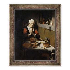 Tablou inramat - Nicolaes Maes - Batrana care spune Grace, cunoscuta sub numele de Rugaciunea fara sfarsit, 70 x 85 cm