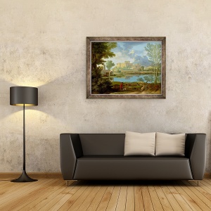 Tablou inramat - Nicolas Poussin - Peisaj cu un calm, 70 x 90 cm - Img 2