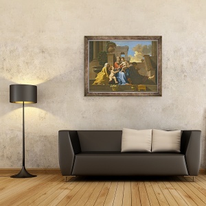 Tablou inramat - Nicolas Poussin - Sfanta familie pe trepte, 70 x 90 cm - Img 2