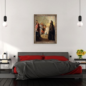 Tablou inramat - Nikolai Vasilievich Nevrev - Boierul dizgratiat si un bufon, 70 x 90 cm - Img 3