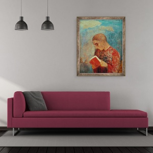 Tablou inramat - Odilon Redon - Alsacia sau, Monk Reading, 50 x 60 cm - Img 2