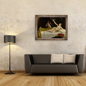 Tablou inramat - Orazio Gentileschi - Danaë si dusul de aur, 70 x 90 cm - Img 2