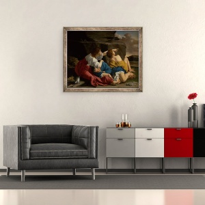 Tablou inramat - Orazio Gentileschi - Lot si fiicele sale, 70 x 85 cm - Img 2