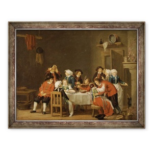 Tablou inramat - Pehr Hillestrom - Scena conviviala intr-o cabana taraneasca, 70 x 90 cm