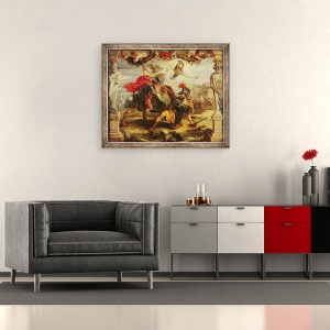 Tablou inramat - Peter Paul Rubens - Ahile il invinge pe Hector, 50 x 60 cm - Img 2