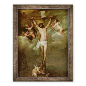 Tablou inramat - Peter Paul Rubens - Hristos asistat de ingeri care tineau potire, 70 x 90 cm