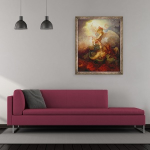 Tablou inramat - Philip James Loutherbourg - ingerul il leaga pe Satan, 50 x 60 cm - Img 2