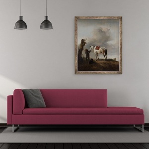 Tablou inramat - Philips Wouwermans - Calul Gri, 50 x 60 cm - Img 2