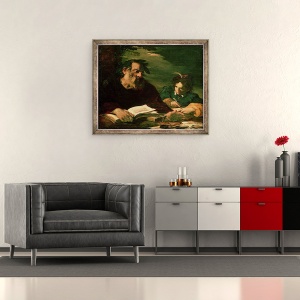 Tablou inramat - Pier Francesco Mola - Homer dicteaza poemul sau, 50 x 60 cm - Img 2