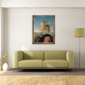 Tablou inramat - Piero della Francesca - Battista Sforza, sotia lui Federigo da Montefeltro, Duce de Urbino, 70 x 90 cm - Img 2