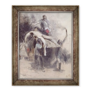 Tablou inramat - Pierre Andrieu - Barbatii care transporta un cadavru, 50 x 60 cm