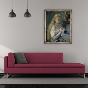 Tablou inramat - Pierre Auguste Renoir - Femeie crosetat, 50 x 60 cm - Img 2