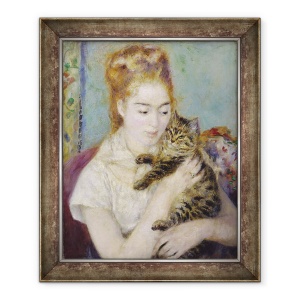Tablou inramat - Pierre Auguste Renoir - Femeie cu o pisica, 50 x 60 cm