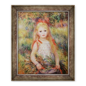 Tablou inramat - Pierre Auguste Renoir - Fetita care transporta flori, sau Micuta Culegatoare, 70 x 85 cm