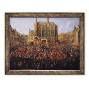 Tablou inramat - Pierre-Denis Martin - Plecarea lui Ludovic al XV-lea 1710-74 din Sainte-Chapelle II, 70 x 90 cm