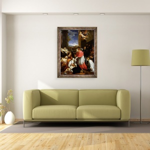Tablou inramat - Pierre Mignard - Sfantul Charles Borromeo 1538-84 Administrarea sacramentului victimelor ciuma din Milano in 1576, 60 x 80 cm - Img 2