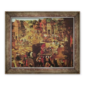 Tablou inramat - Pieter Brueghel the Younger - Kermesse cu Teatru si Procesiune, 50 x 60 cm