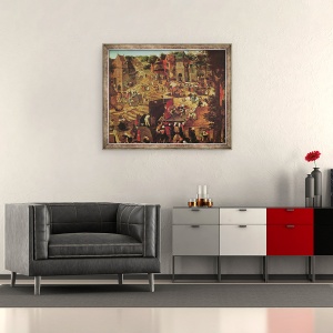 Tablou inramat - Pieter Brueghel the Younger - Kermesse cu Teatru si Procesiune, 50 x 60 cm - Img 2