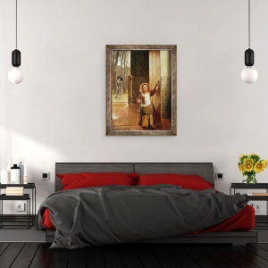 Tablou inramat - Pieter de Hooch - Copii intr-o usa cu bastoane Golf, 70 x 90 cm - Img 3