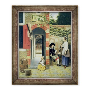 Tablou inramat - Pieter de Hooch - Curtea unei case din Delft, 70 x 85 cm